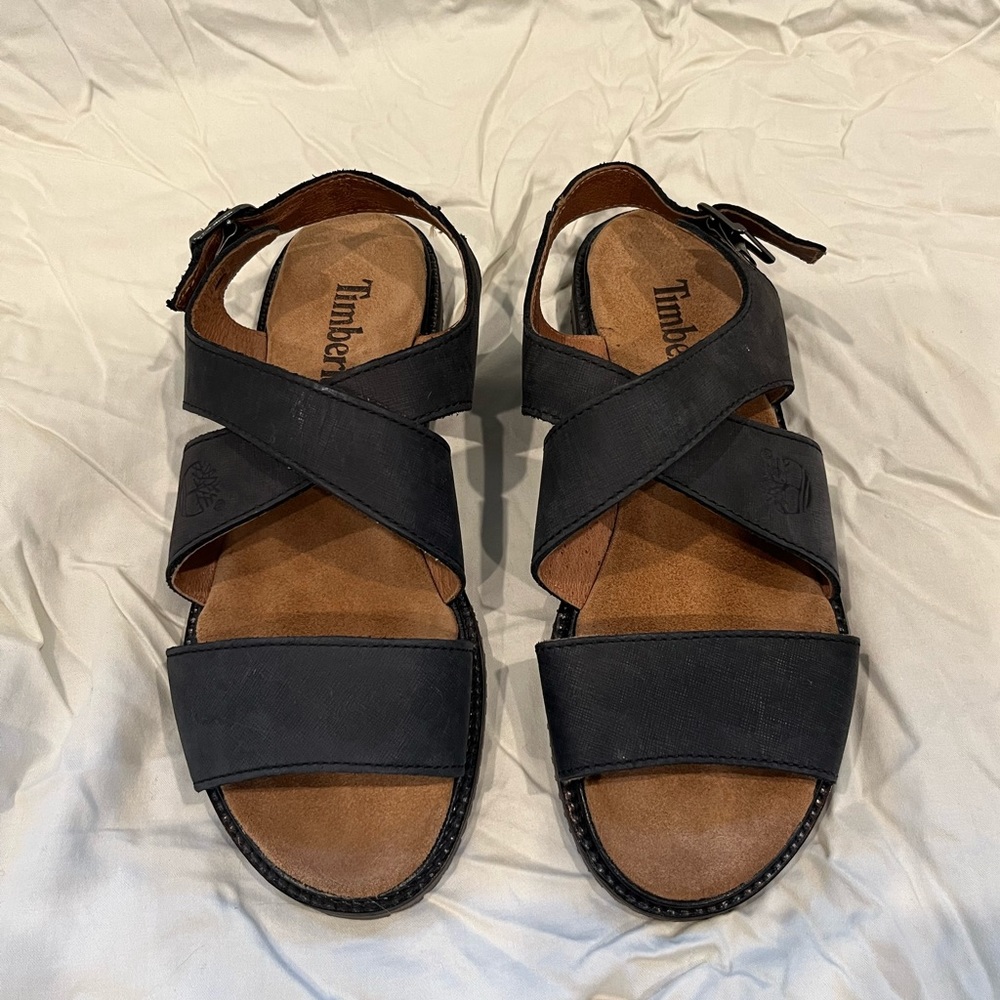 Black Leather Timberland Sandals
